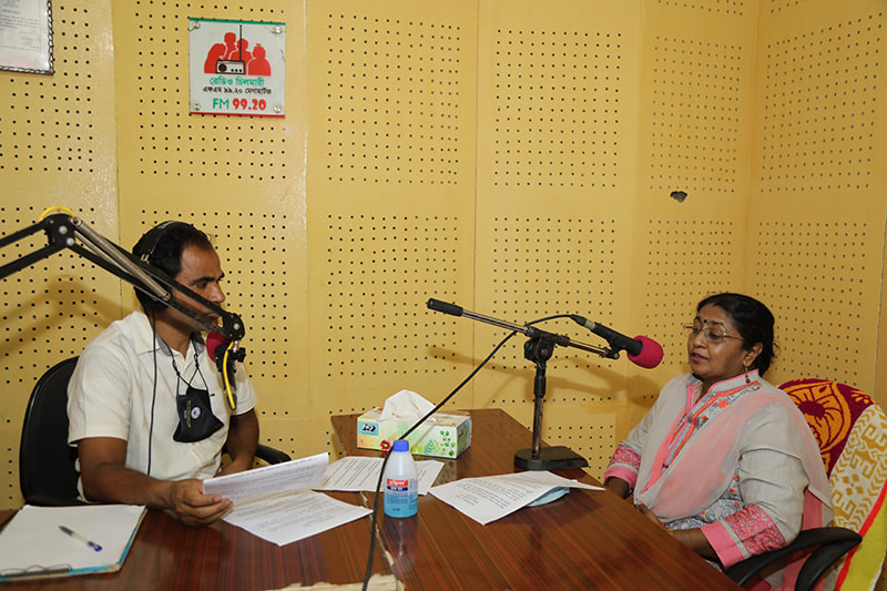 Dr Nomita Halder ndc in an interview on Radio Chilmari 99.20 FM in Kurigram.