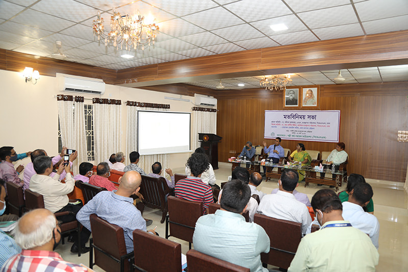 Kurigram DC Md Rezaul Karim presents on different poverty alleviation activities of the government in the district.